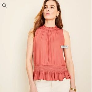 NWT Ann Taylor  Ruffle Smocked Peplum Shell  Sz XXS XS